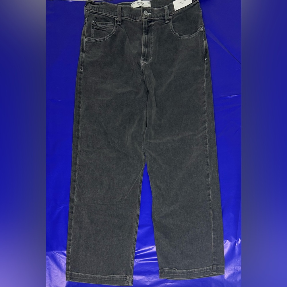 Hollister Men's Dark Gray Super Baggy Jeans
